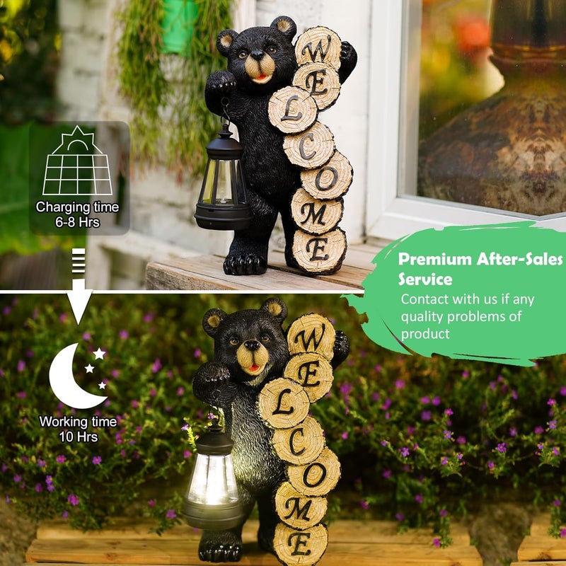 Qeeman Solar Bear Garden Decor Statues: Patio Porch Balcony Yard Art Lawn Ornaments Outdoor Outside Decorations - Birthday Gifts for Mom Grandma Women - Image 5